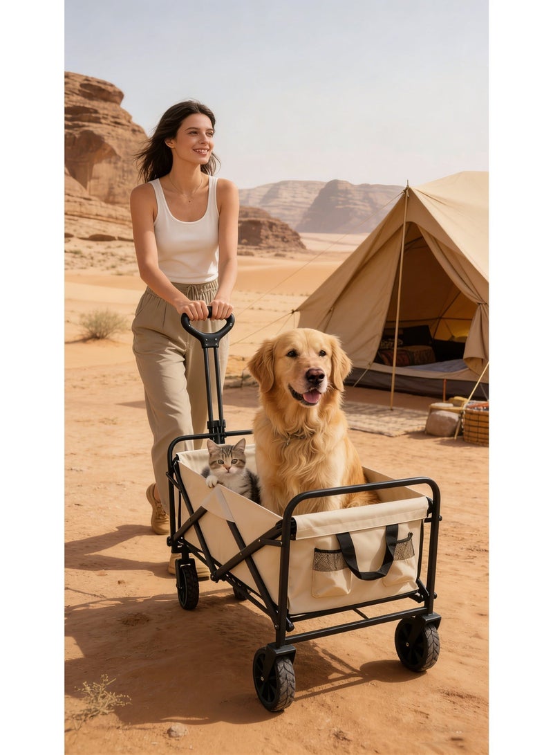dida-cosmos Outdoor foldable camping cart, foldable four-wheel trolley with adjustable handle, suitable for shopping and park picnic beach travel camping Detachable car box Multi-purpose item (market stall cart) - Image 5